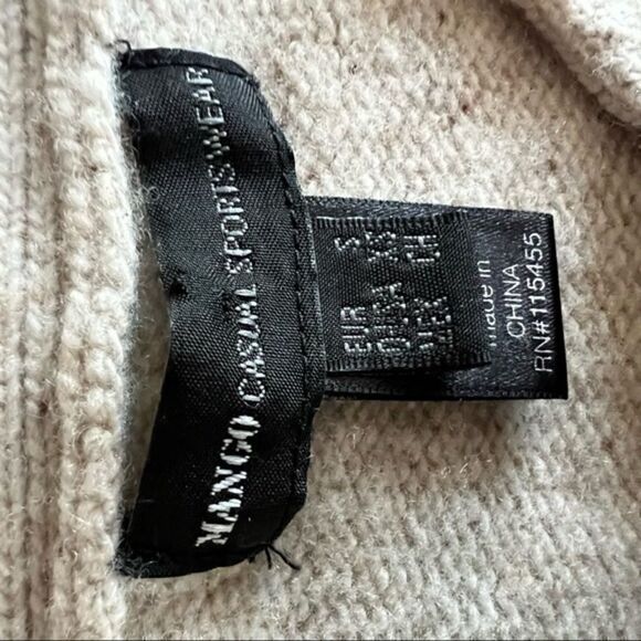 Mango Casual Sportswear wool blend beige short sleeve sweater with pockets sz XS - Picture 3 of 6